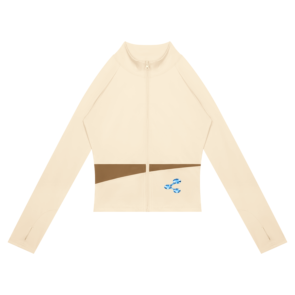 Women’s Paneled Yoga Jacket , Apricot with Khaki – Gym Chemistry apparel product photo