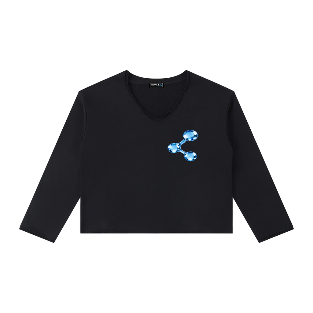 Women’s Raw Hem Long Sleeve T-Shirt , Black – Gym Chemistry apparel product photo