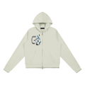 Women’s Raw Edge Full Zip Hoodie , White Gray – Gym Chemistry apparel product photo
