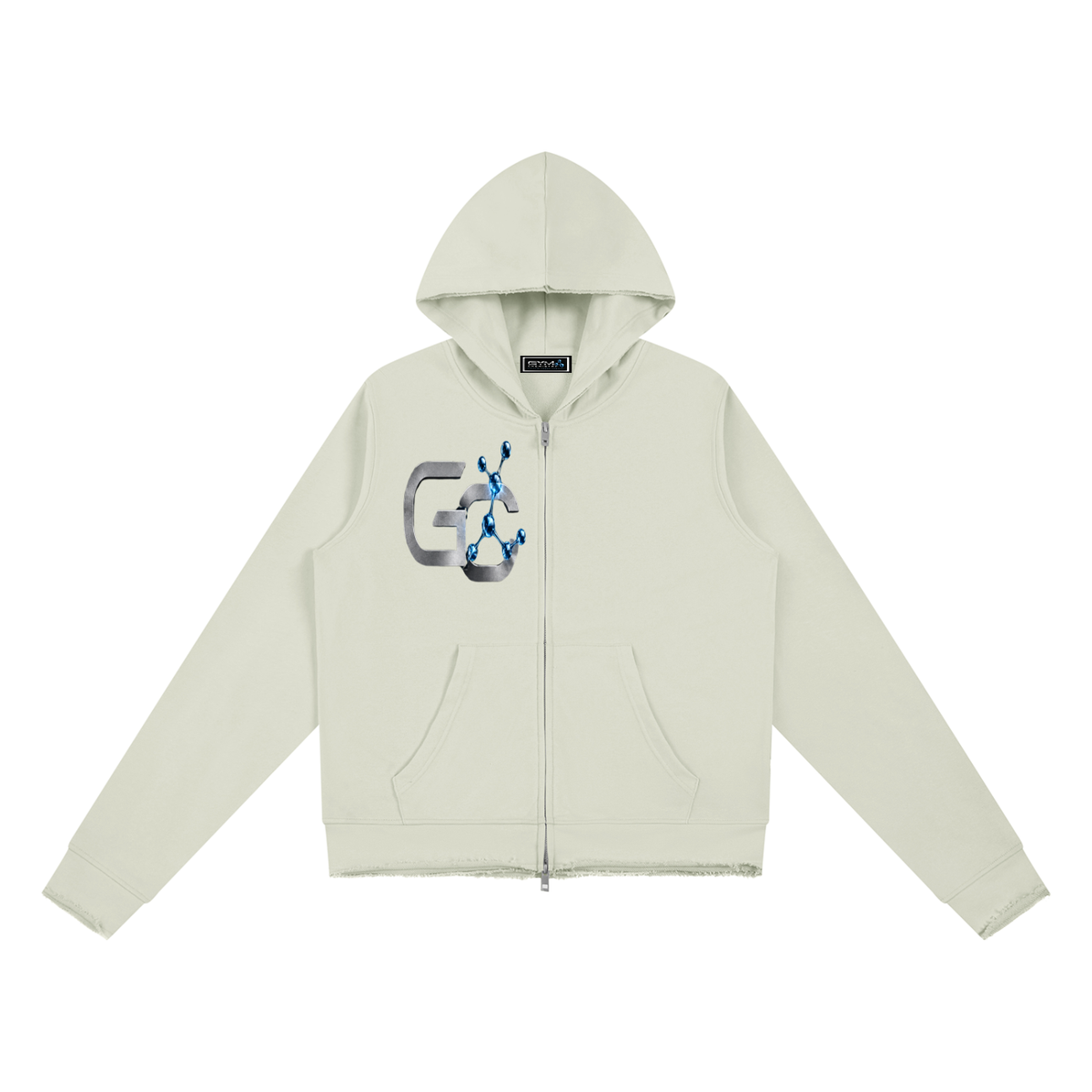 Women’s Raw Edge Full Zip Hoodie , White Gray – Gym Chemistry apparel product photo