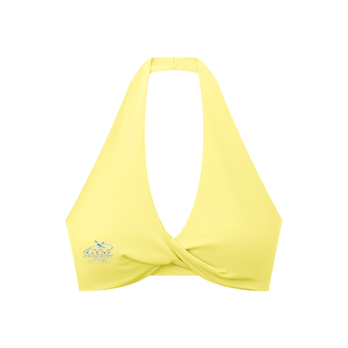 Gym Chemistry™ Catalyst Pleated Halter Bra — Yellow — primary product view