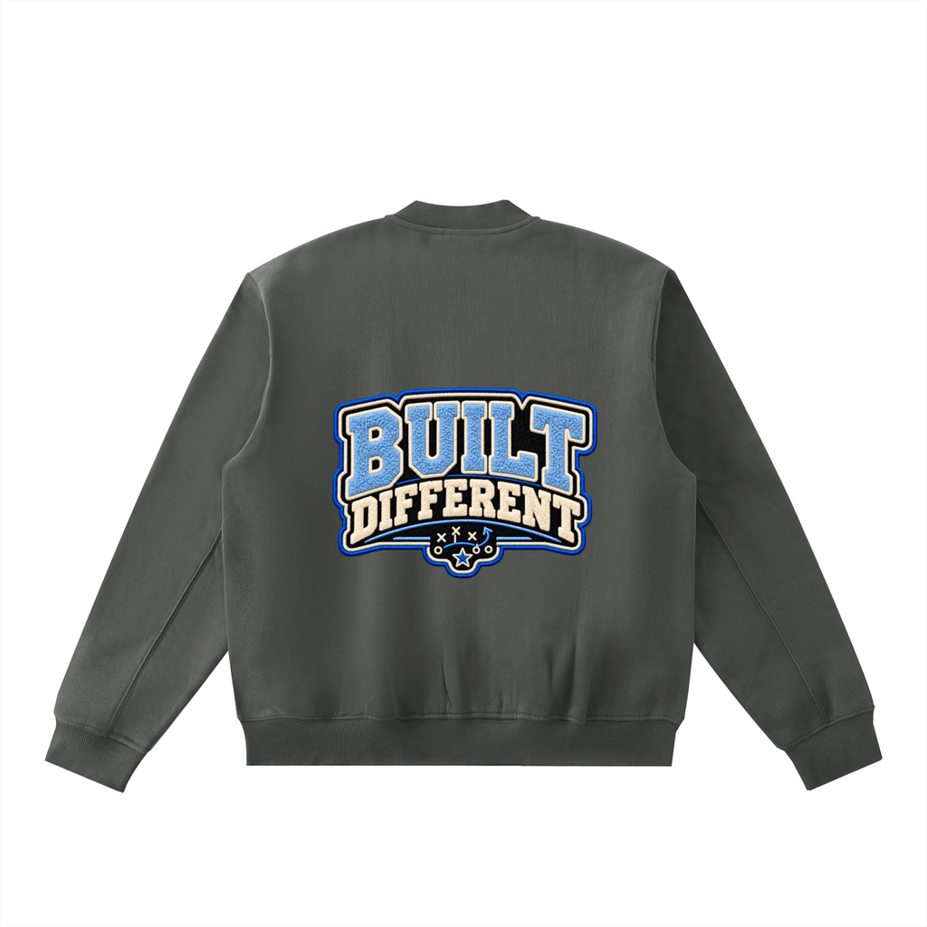 Essential Zip-Up Fleeced Varsity Jacket