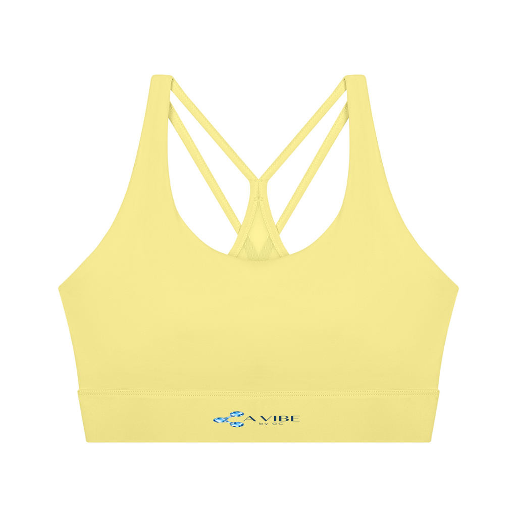 Women’s Cropped Yoga Sport Bra , Yellow – Gym Chemistry apparel product photo