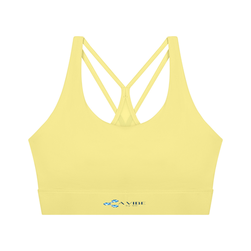 Women’s Cropped Yoga Sport Bra , Yellow – Gym Chemistry apparel product photo