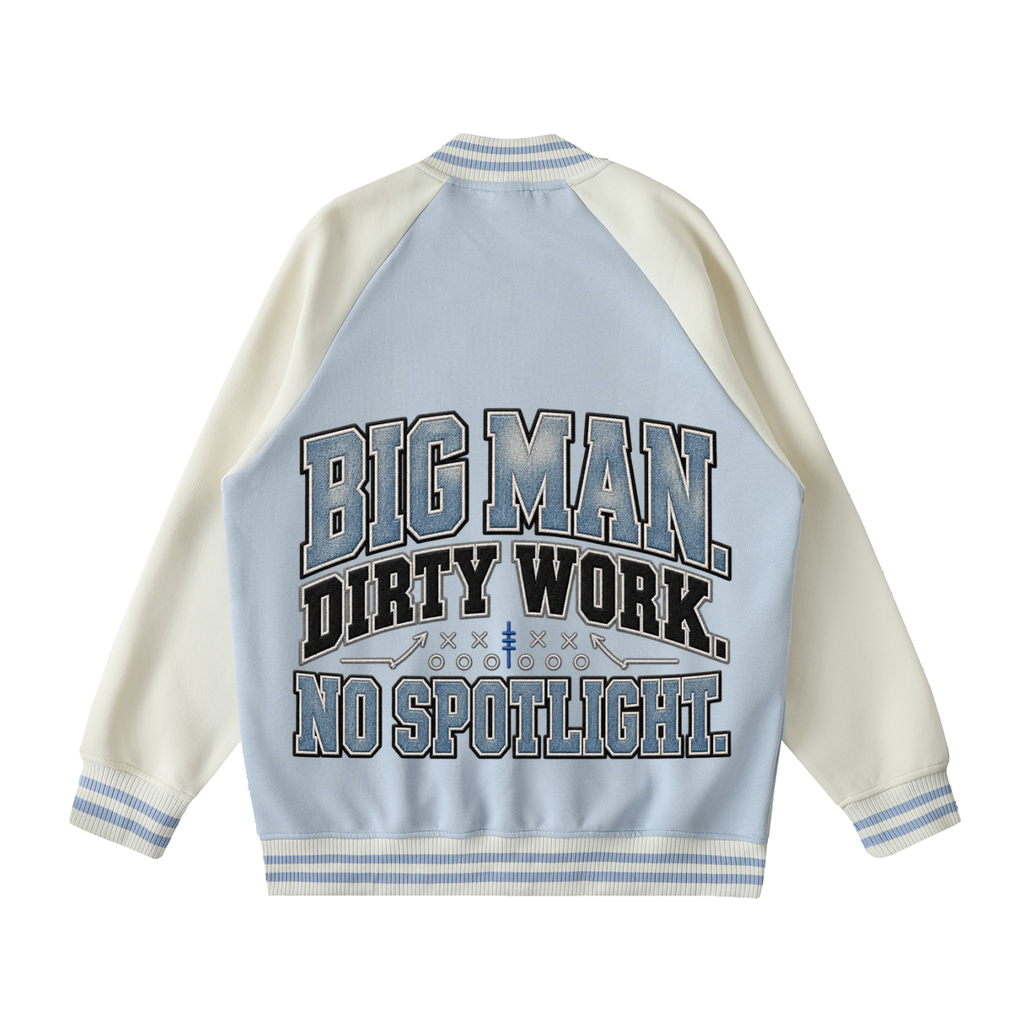 A Vibe™ Raglan Varsity Jacket — Light Blue & Apricot