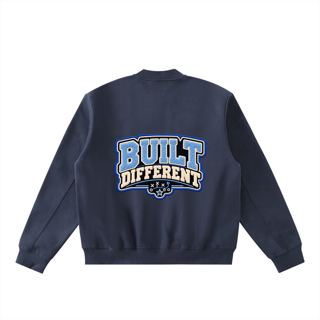 Essential Zip-Up Fleeced Varsity Jacket