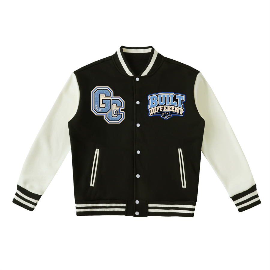 IN THE TRENCHES™ Two-Tone Fleece Varsity Jacket — Black & White