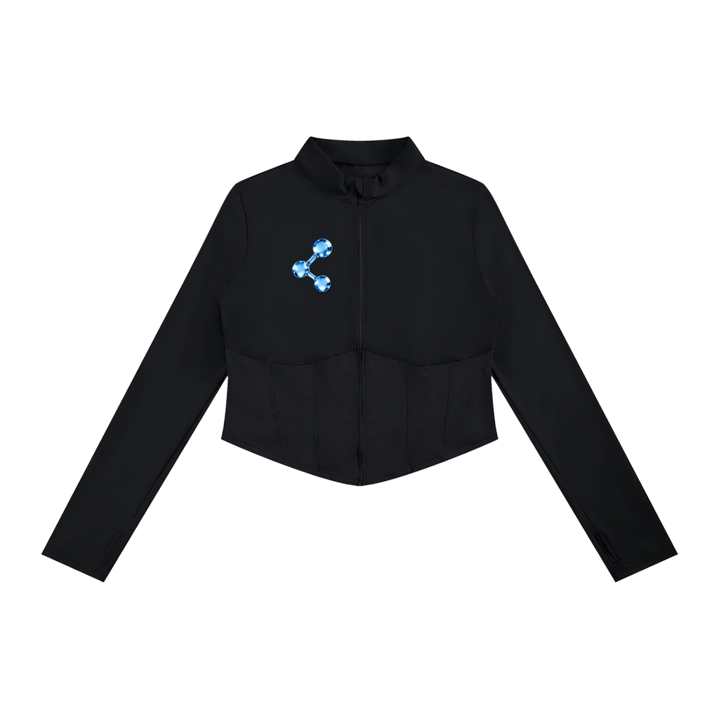 Women’s Slim Fit Full-Zip Yoga Jacket , Black – Gym Chemistry apparel product photo