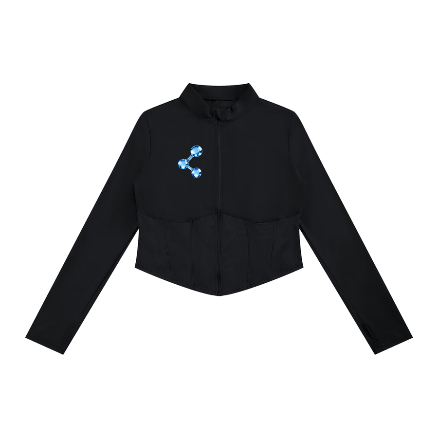 A Vibe™ Slim Fit Full-Zip Yoga Jacket — Black