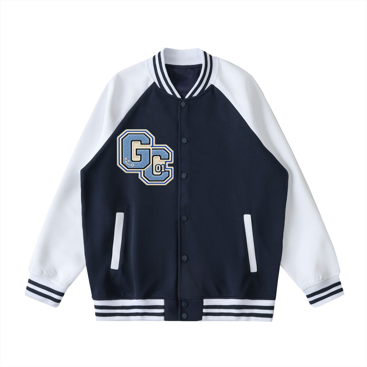 Two Tone Raglan Sleeve Varsity Jacket