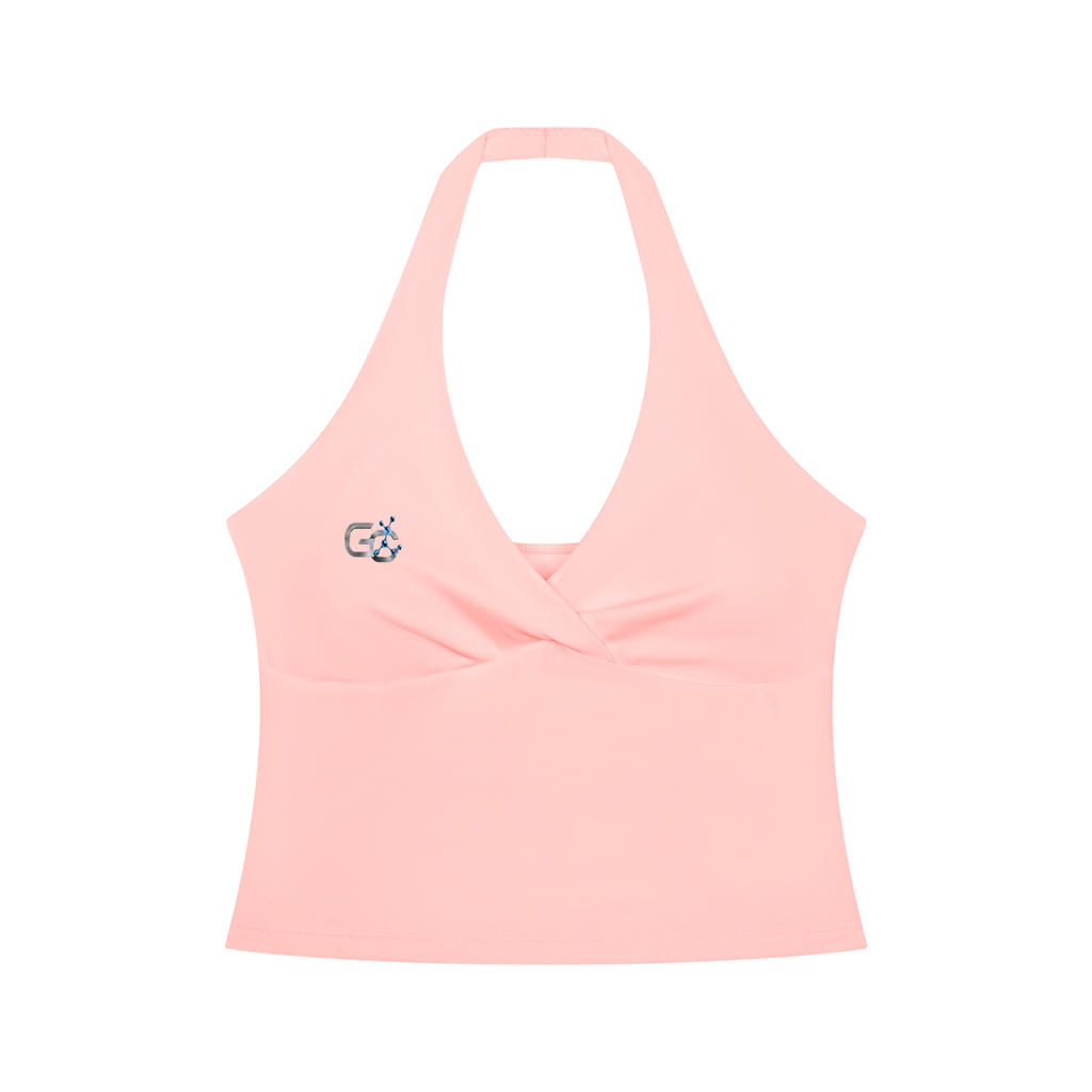 Women’s Ruched Halter Yoga Tank Top , Pink – Gym Chemistry apparel product photo