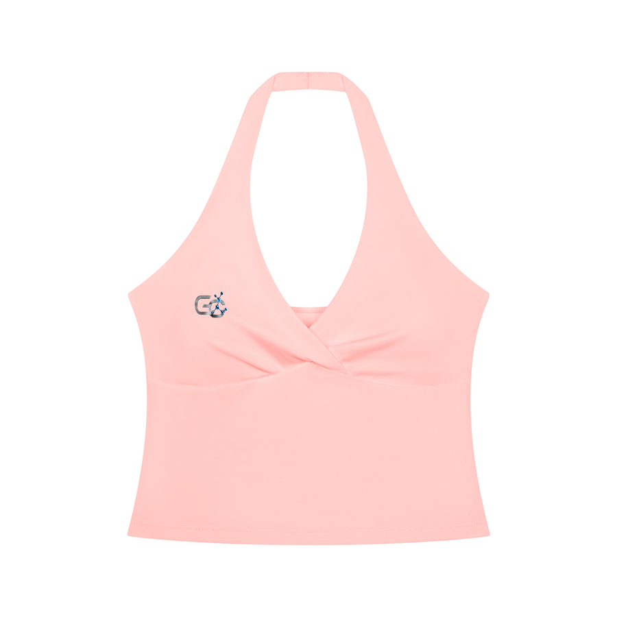A Vibe™ Ruched Halter Yoga Tank Top — Pink