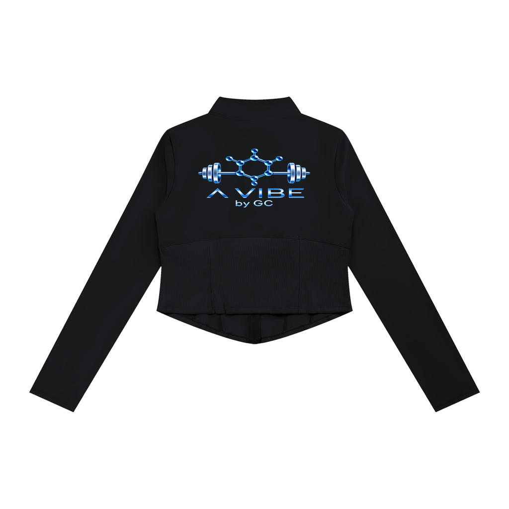 A Vibe™ Slim Fit Full-Zip Yoga Jacket — Black