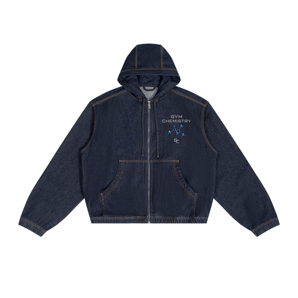 Men's Boxy Vintage Wash Hooded Denim Jacket – Gym Chemistry apparel product photo