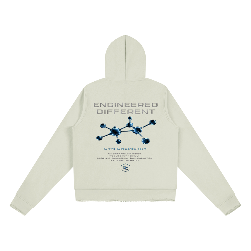 In The Trenches™ Raw Edge Full Zip Hoodie — White Gray