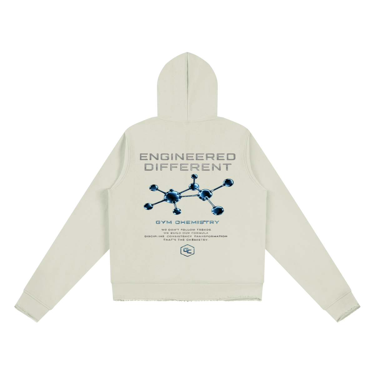 In The Trenches™ Raw Edge Full Zip Hoodie — White Gray