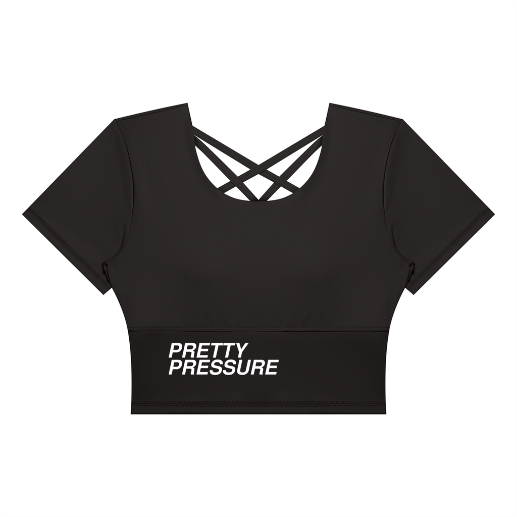 PRETTY PRESSURE™ — Power Crop Training Tee — Black | Gym Chemistry product photo