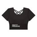 PRETTY PRESSURE™ — Power Crop Training Tee — Black | Gym Chemistry product photo