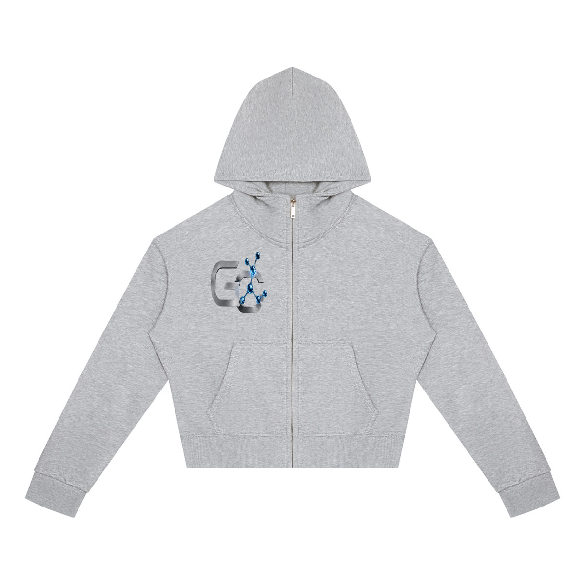Women’s Crop Full Zip Hoodie , Flower Gray – Gym Chemistry apparel product photo