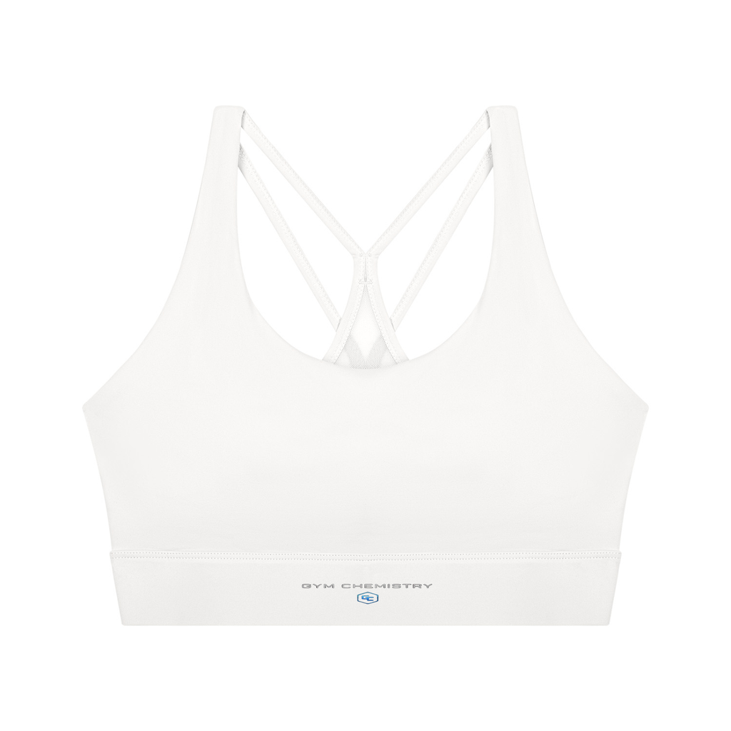 Women’s Cropped Yoga Sport Bra , White – Gym Chemistry apparel product photo