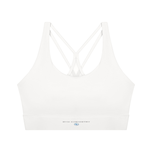 Women’s Cropped Yoga Sport Bra , White – Gym Chemistry apparel product photo
