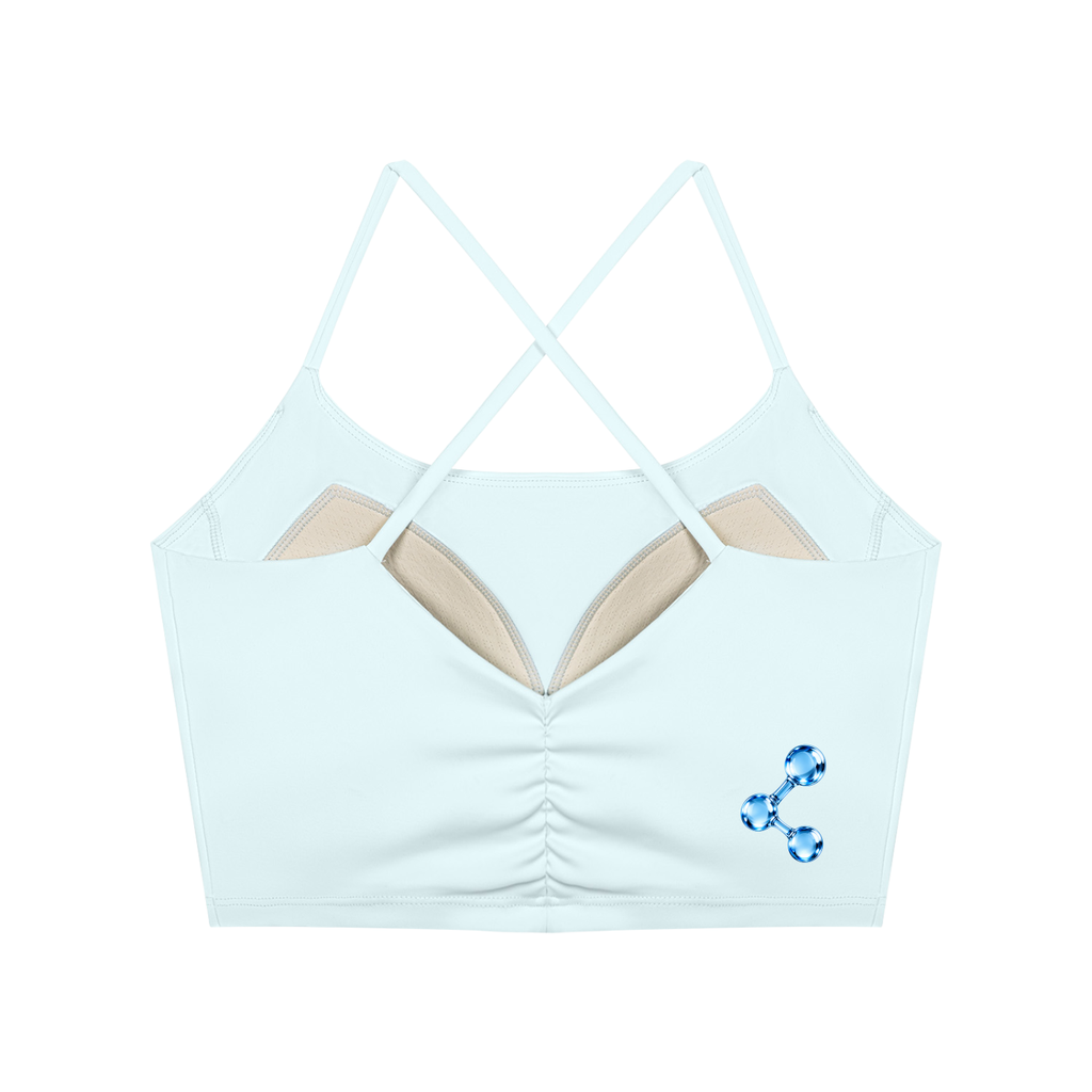 A Vibe™ Ruched Cropped Yoga Tank Top — Light Blue