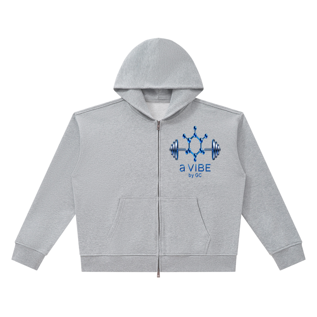 Unisex Heavyweight Full Zip Boxy Hoodie , Flower Gray – Gym Chemistry apparel product photo