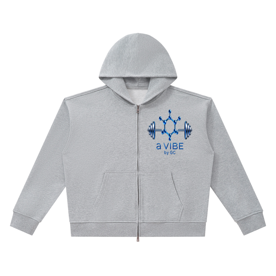 IN THE TRENCHES™ Unisex Heavyweight Full Zip Boxy Hoodie — Flower Gray