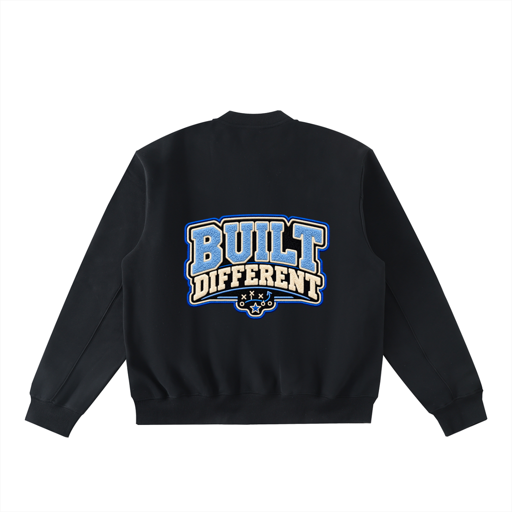 Essential Zip-Up Fleeced Varsity Jacket