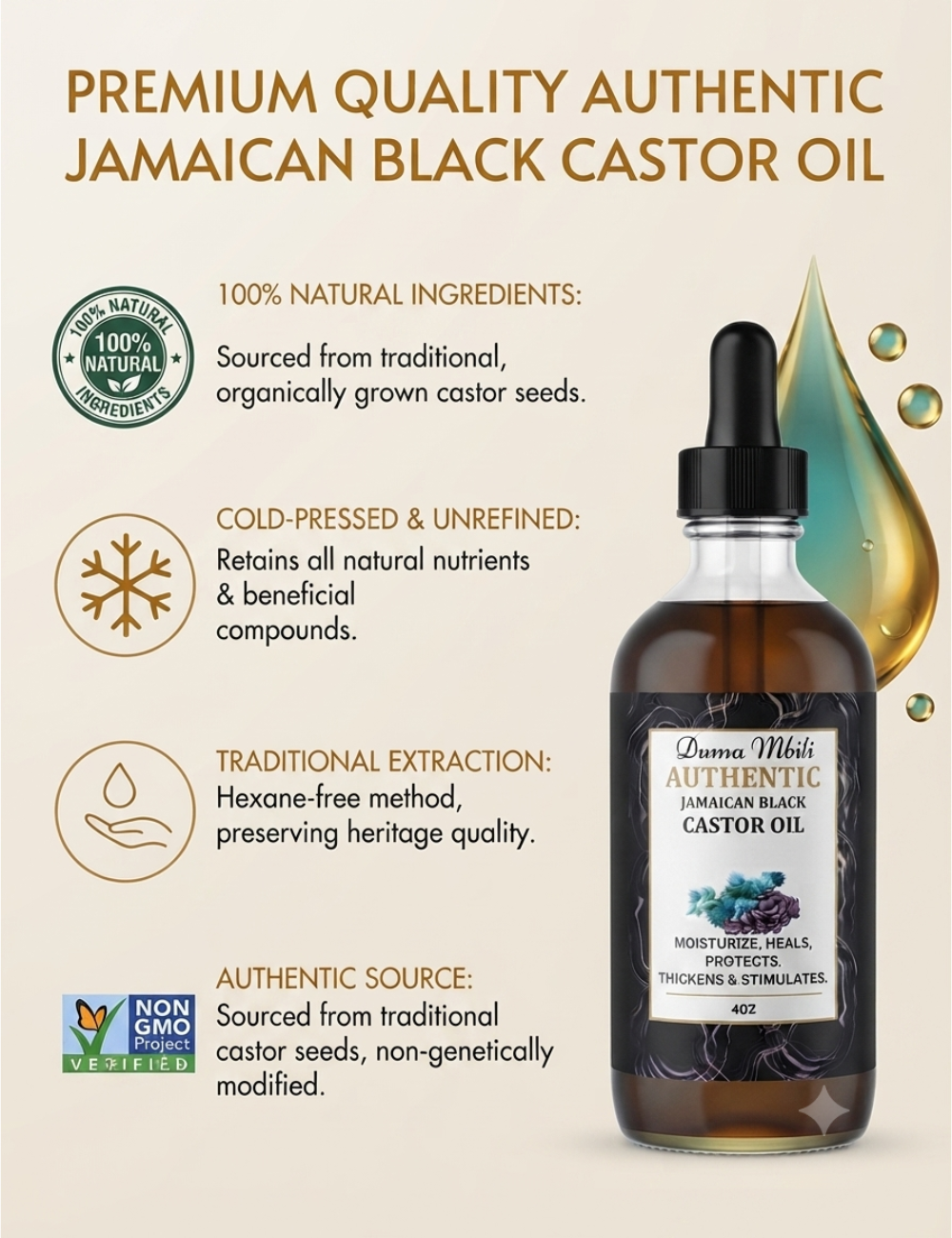 Unrefined Jamaican Black Castor Oil | GC Crown Ritual™