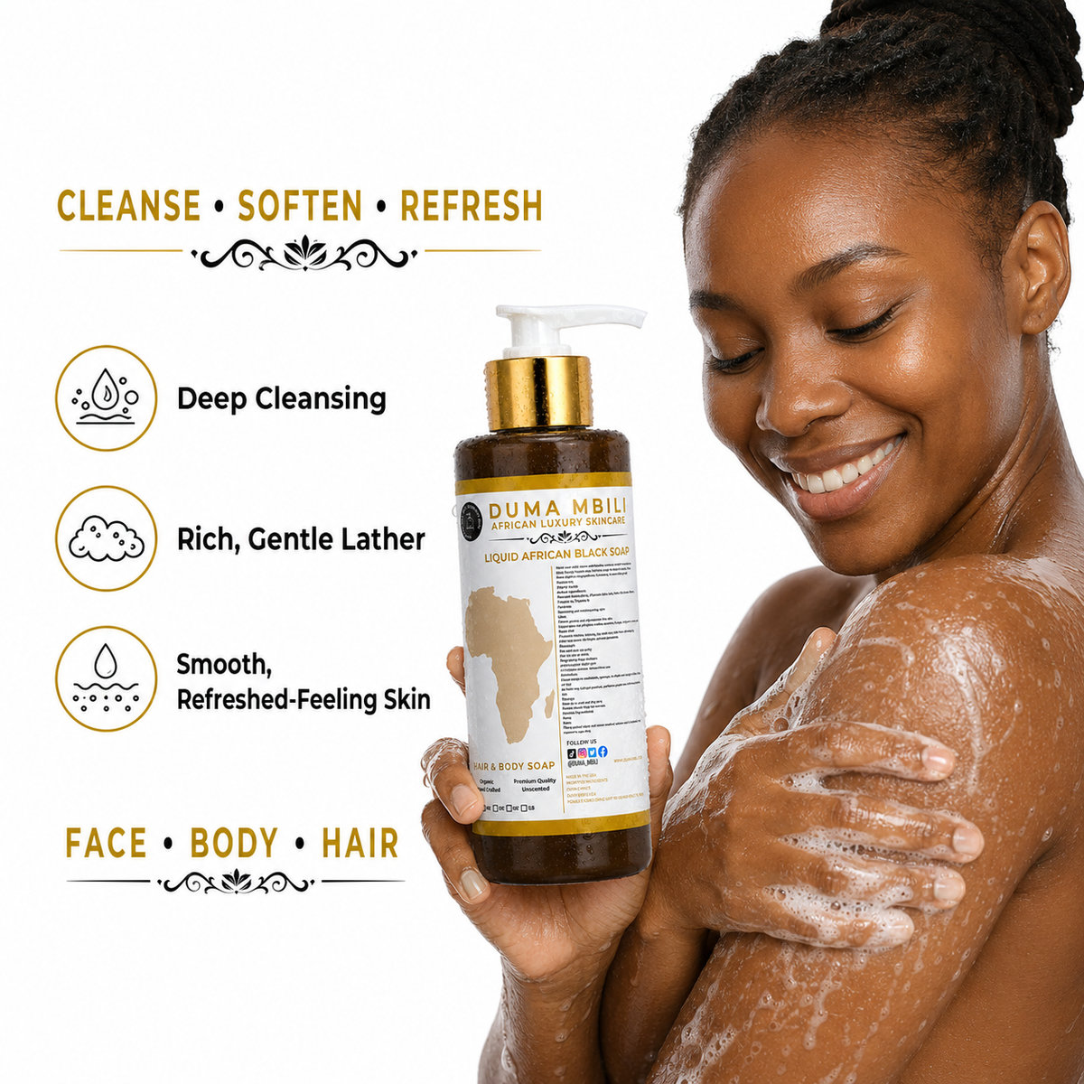 Gym Chemistry After Gym Retreat™ | Liquid African Black Soap for Hair & Body