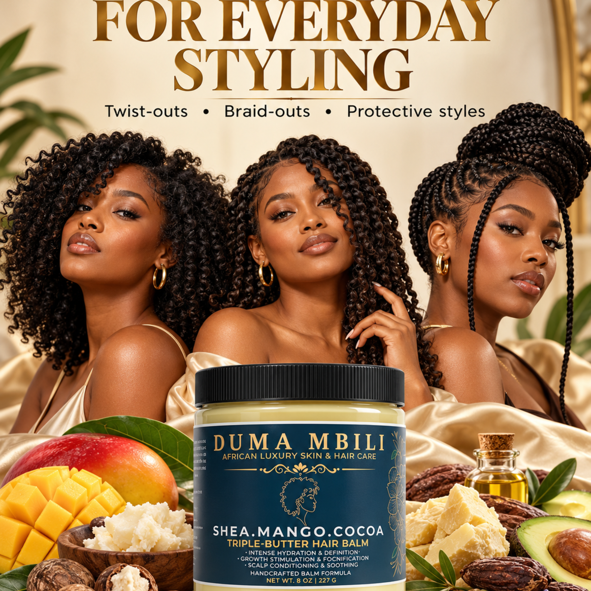 Shea • Mango • Cocoa Triple-Butter Hair Balm | GC Crown Ritual™