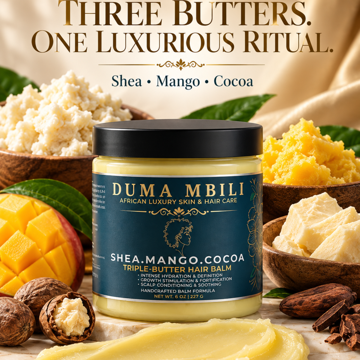 Shea • Mango • Cocoa Triple-Butter Hair Balm | GC Crown Ritual™