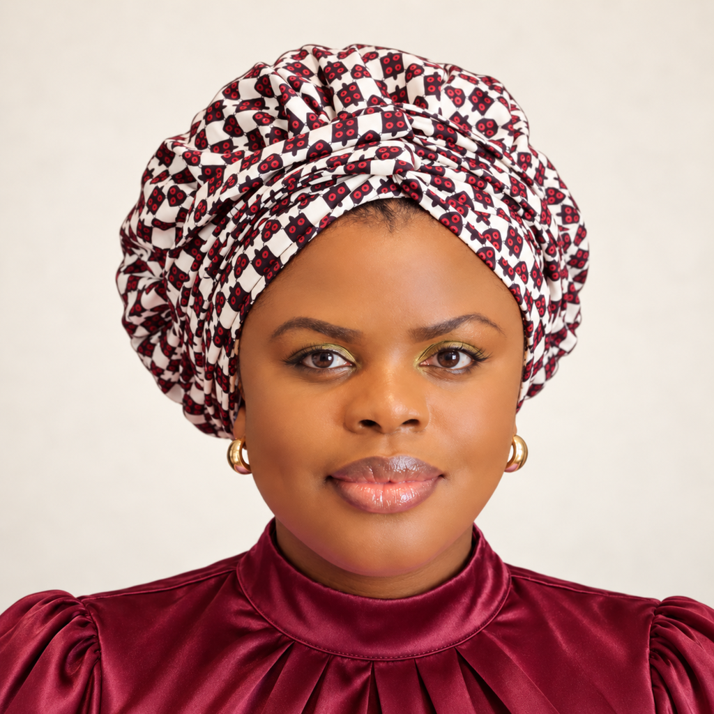 African Print Satin-Lined Bonnet Wrap | GC Crown Ritual™