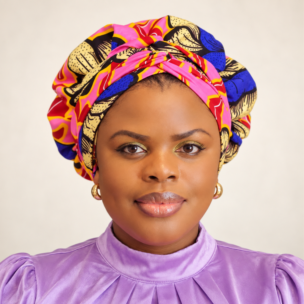 African Print Satin-Lined Bonnet Wrap | GC Crown Ritual™