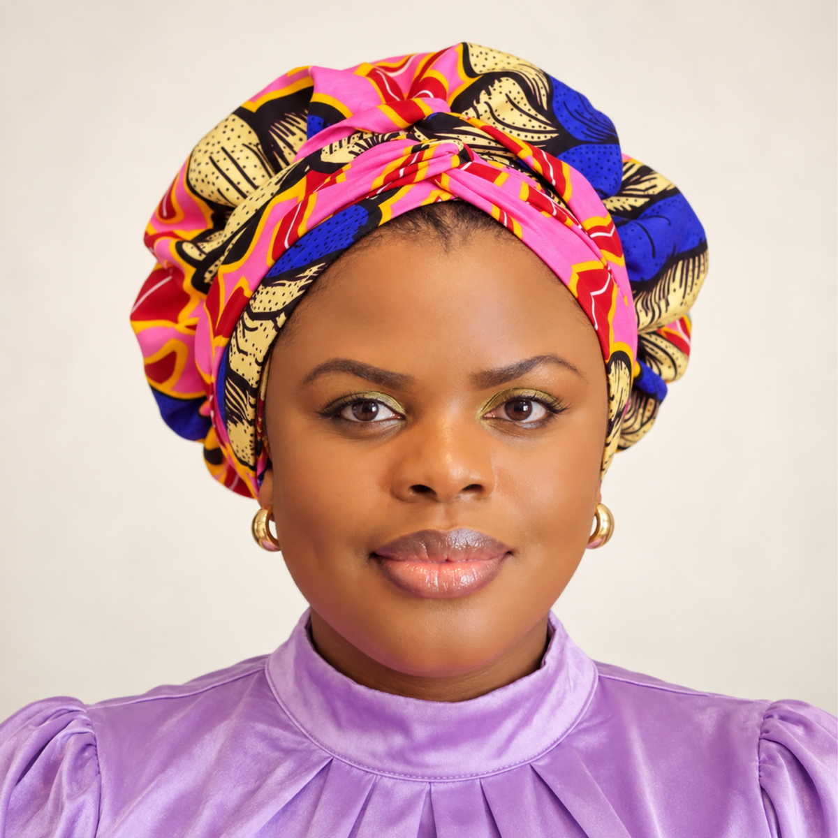 African Print Satin-Lined Bonnet Wrap | GC Crown Ritual™