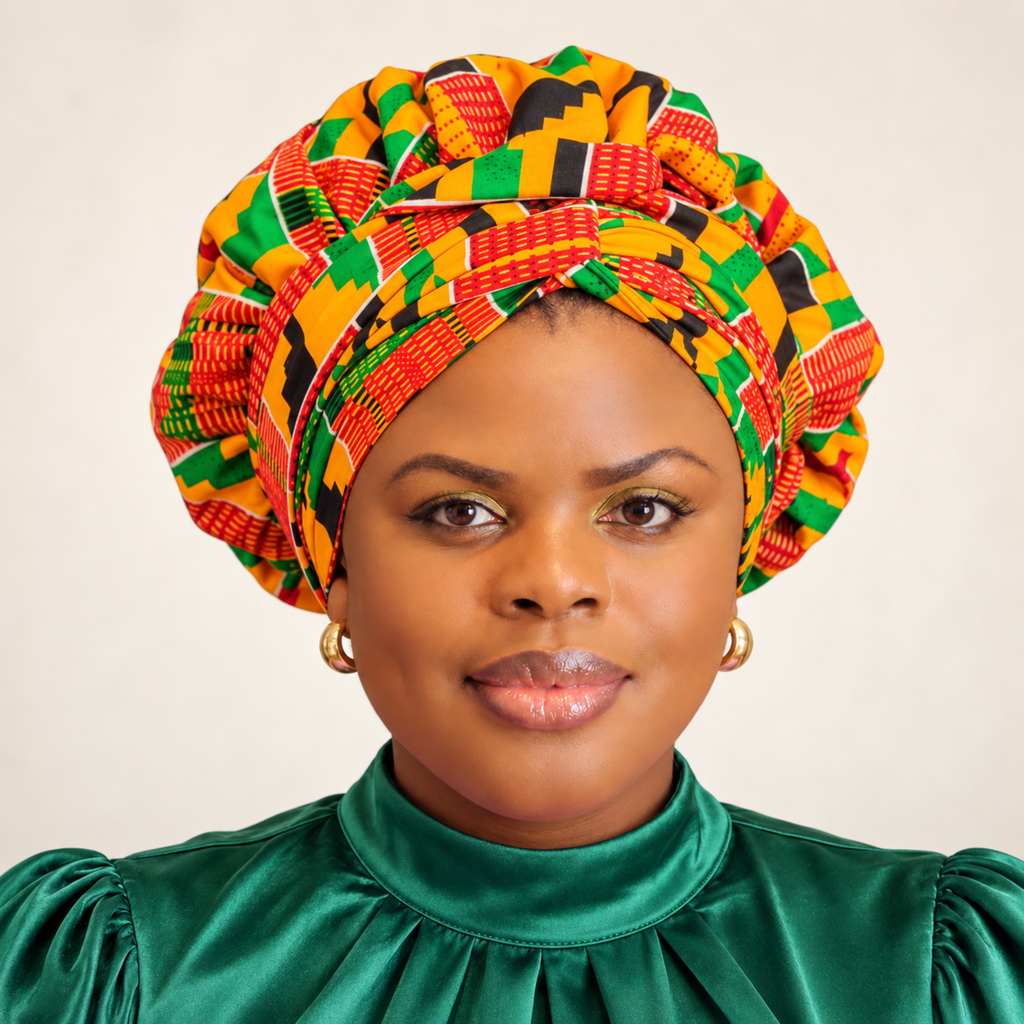 African Print Satin-Lined Bonnet Wrap | GC Crown Ritual™