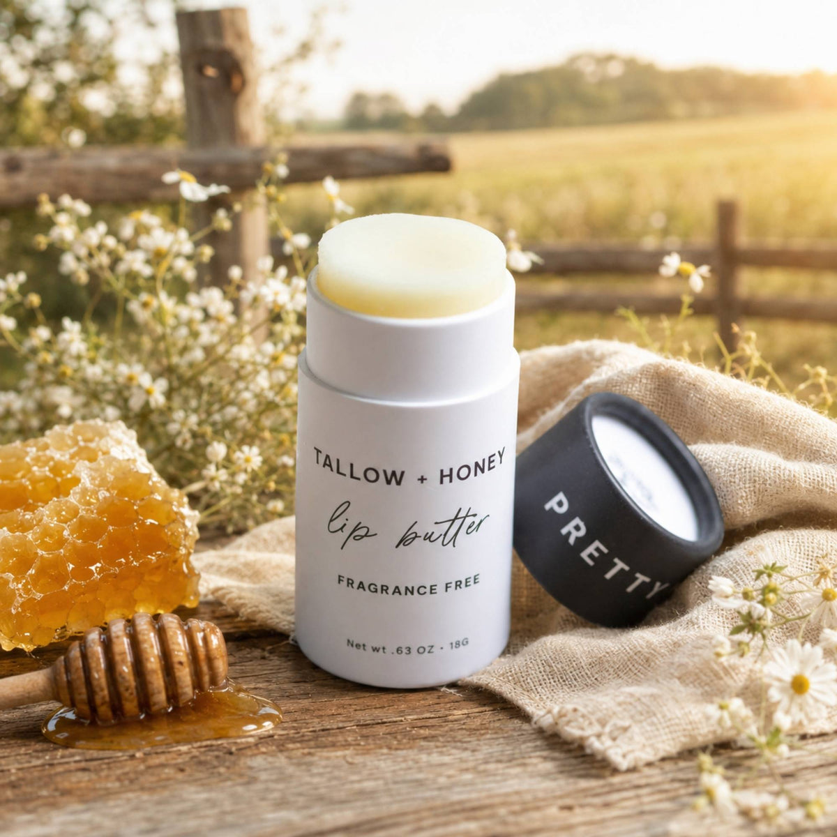 Product photo: Fragrance Free Tallow + Honey Lip Butter | Eco-Friendly Travel Tube