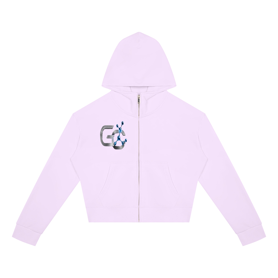 A Vibe™ Cropped Zip Hoodie — Light Purple