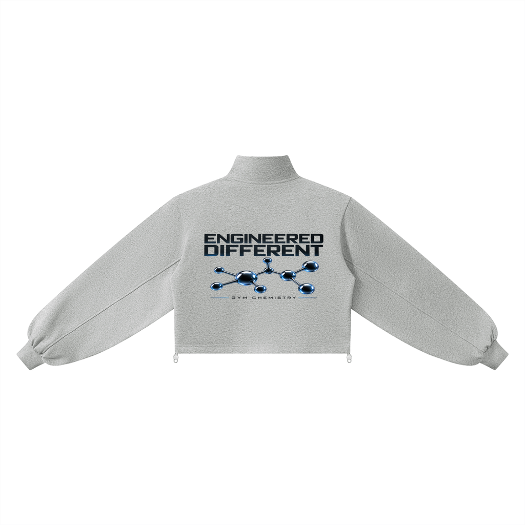 A Vibe™ Mock-Neck Quarter-Zip Sweatshirt — Flower Gray
