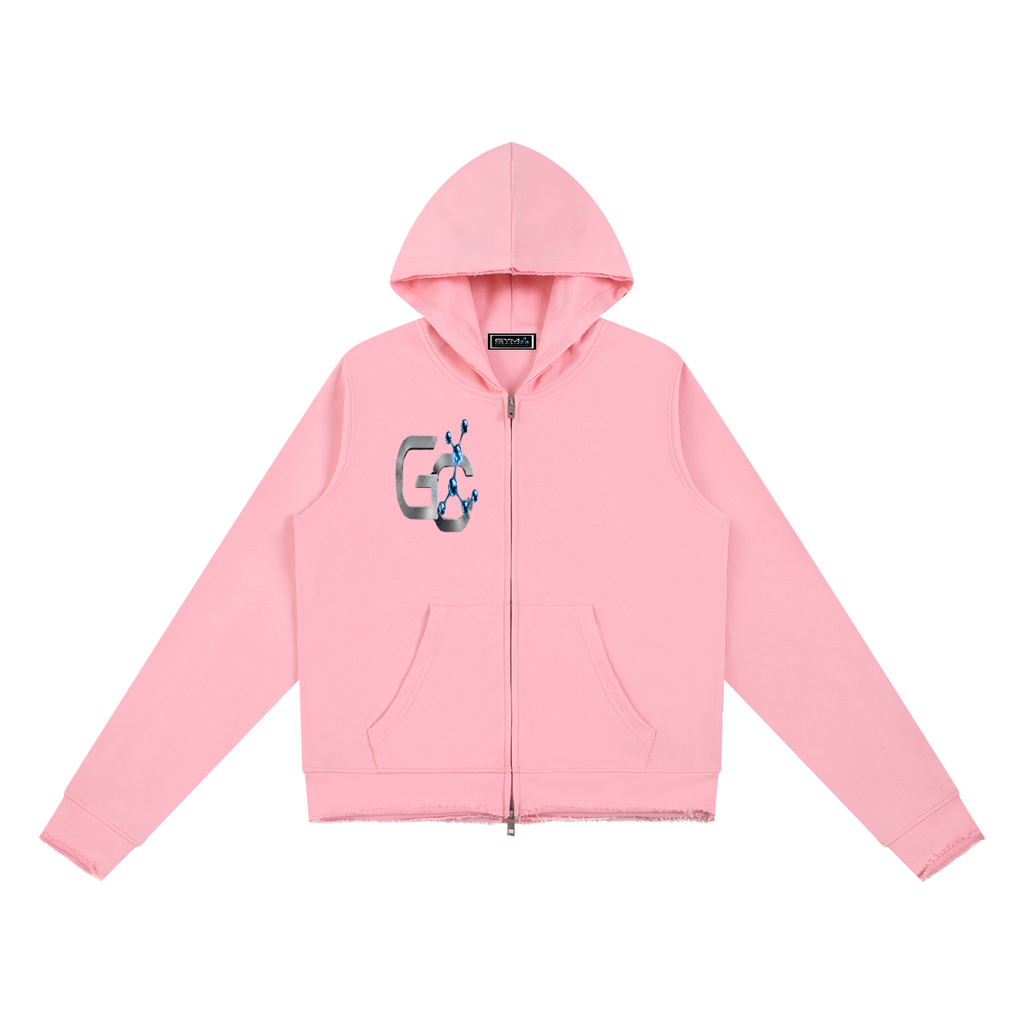 Women’s Raw Edge Full Zip Hoodie , Pink – Gym Chemistry apparel product photo