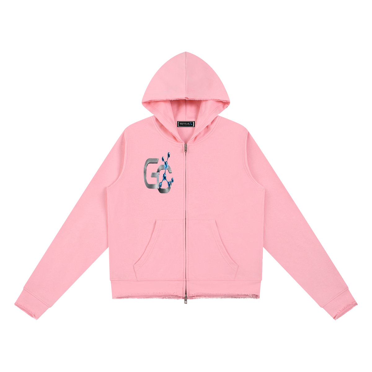 Women’s Raw Edge Full Zip Hoodie , Pink – Gym Chemistry apparel product photo