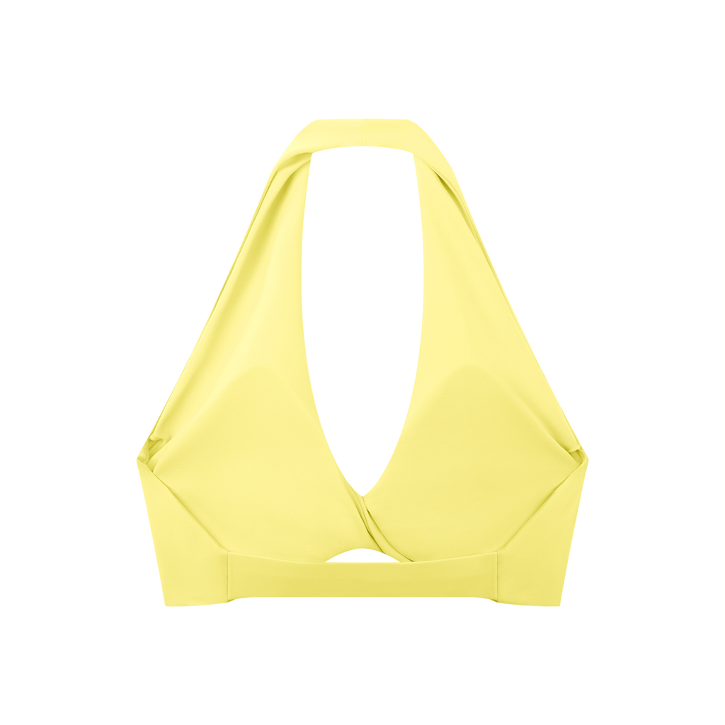 Gym Chemistry™ Catalyst Pleated Halter Bra — Yellow — alternate product view 2