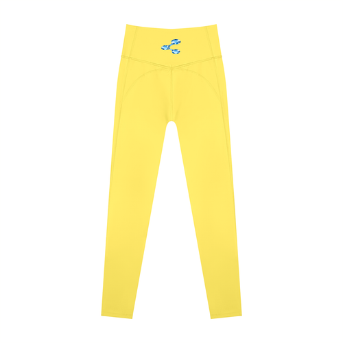 A Vibe™ Lycra High Waisted Yoga Leggings — Lemon Yellow