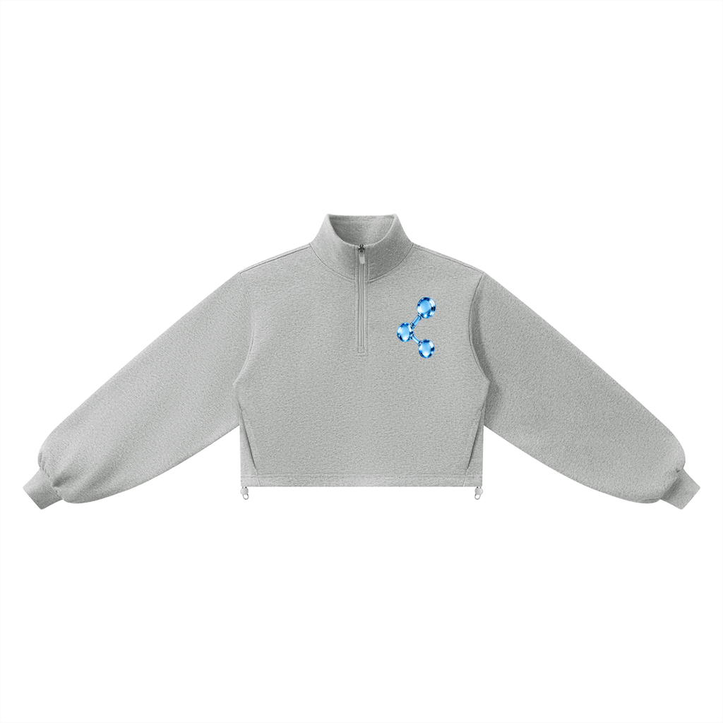 Women’s Mock-Neck Quarter-Zip Sweatshirt , Flower Gray – Gym Chemistry apparel product photo