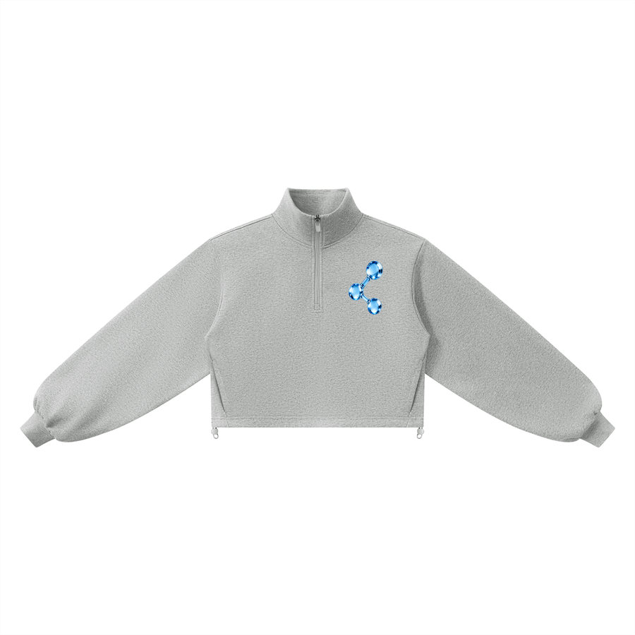 A Vibe™ Mock-Neck Quarter-Zip Sweatshirt — Flower Gray