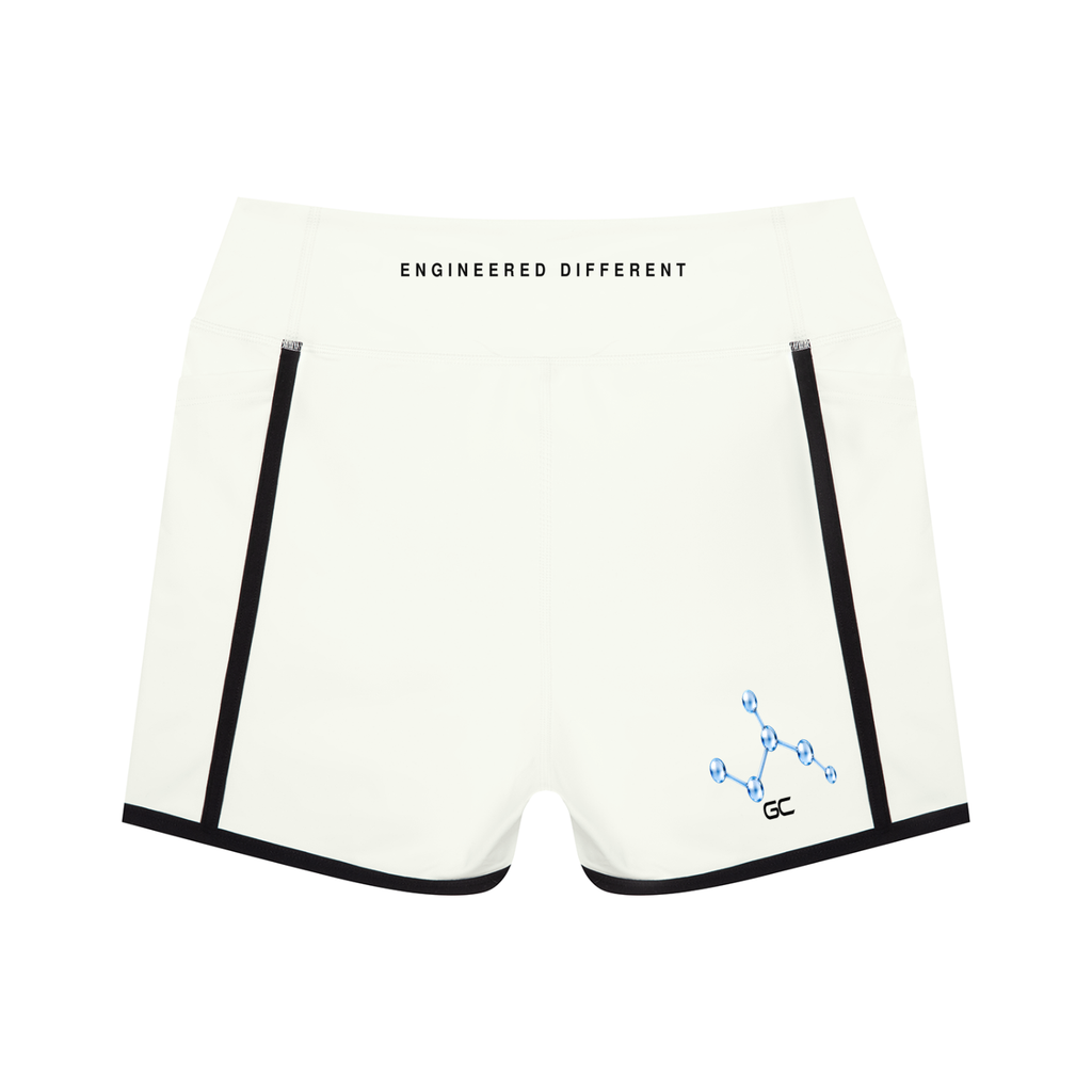 PRETTY PRESSURE™ | High-Rise Sculpt Biker Shorts — White Gray with Black
