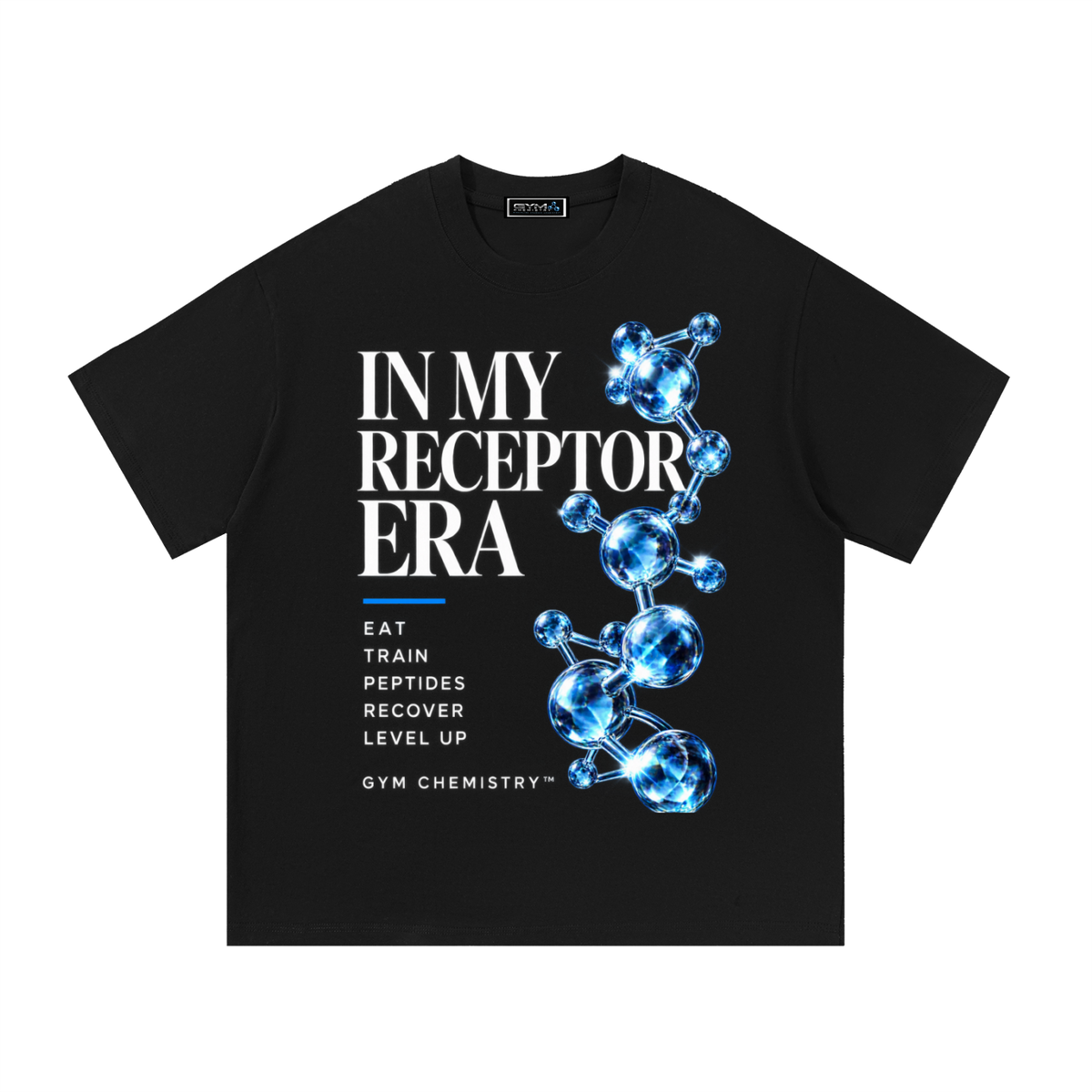 A Vibe™ Blue Molecule Graphic Oversized Cotton Tee — Black | Gym Chemistry product photo