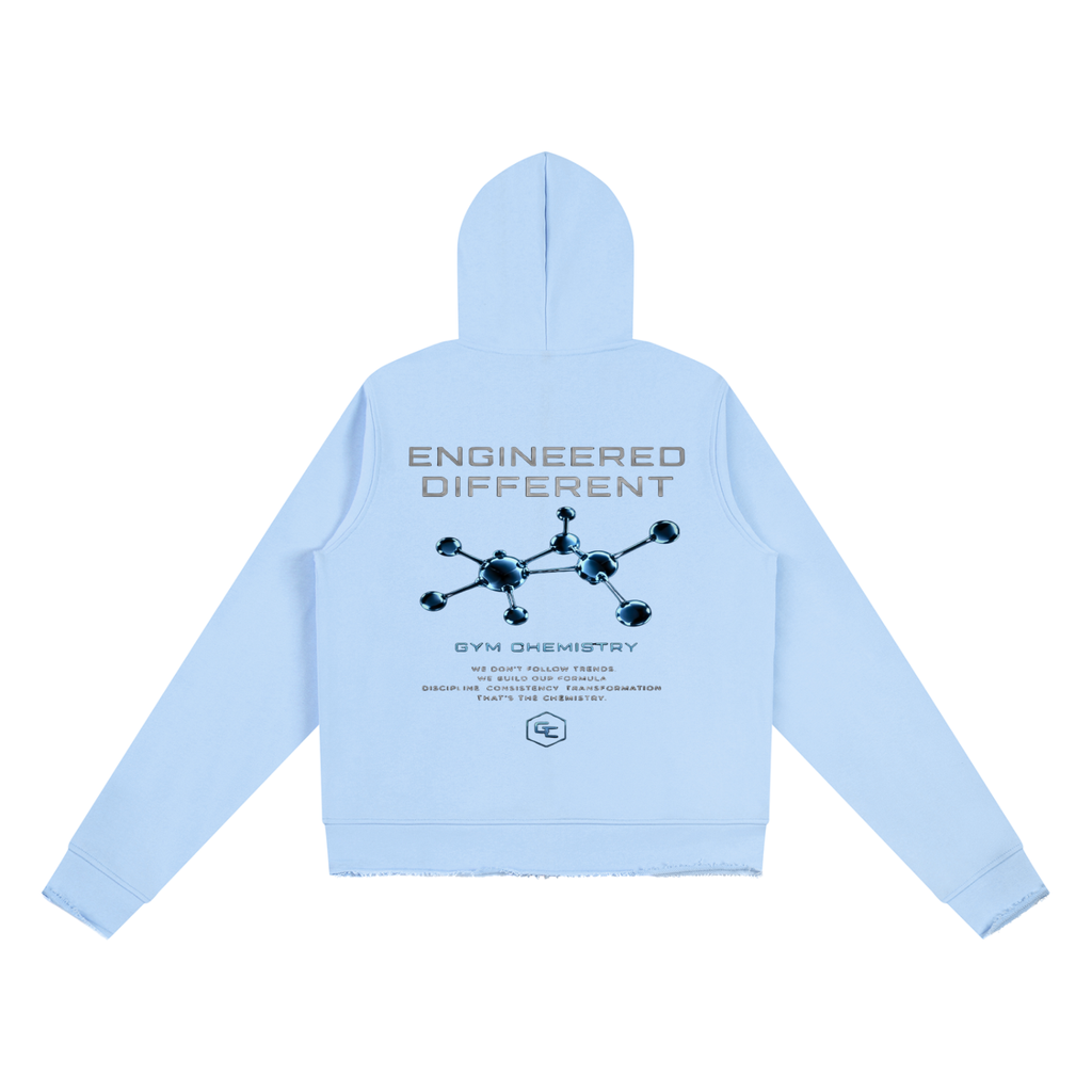 In The Trenches™ Raw Edge Full Zip Hoodie — Sky Blue