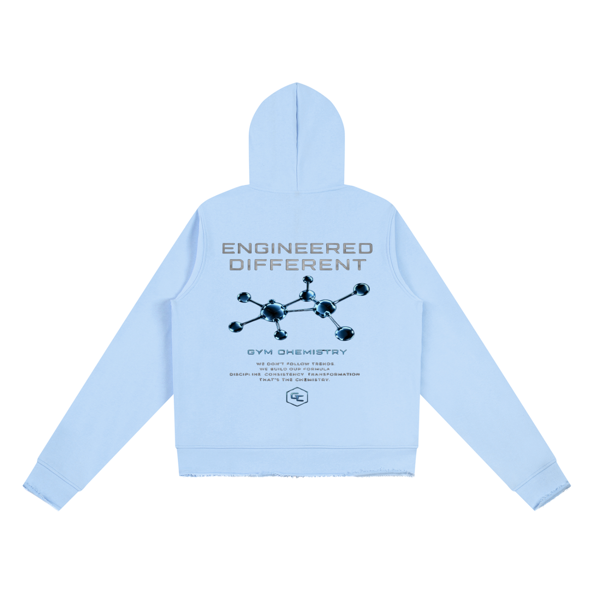 In The Trenches™ Raw Edge Full Zip Hoodie — Sky Blue